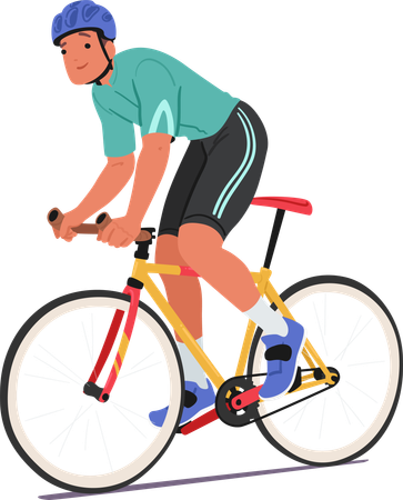 Pédales de cycliste masculin avec un sourire radieux  Illustration