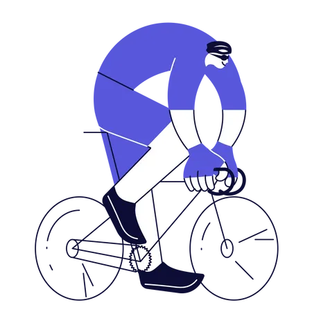 Un cycliste se précipite sur un vélo  Illustration
