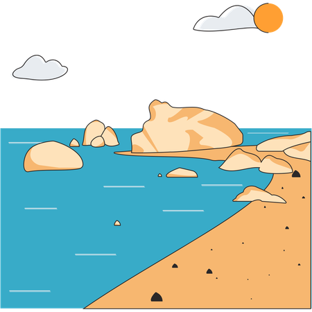 Cyprus - Petra tou Romiou (Aphrodite's Rock)  Illustration