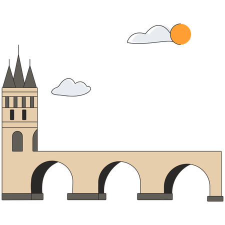 チェコ共和国 - カレル橋  イラスト