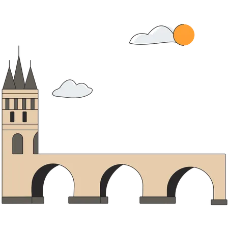 チェコ共和国 - カレル橋  イラスト