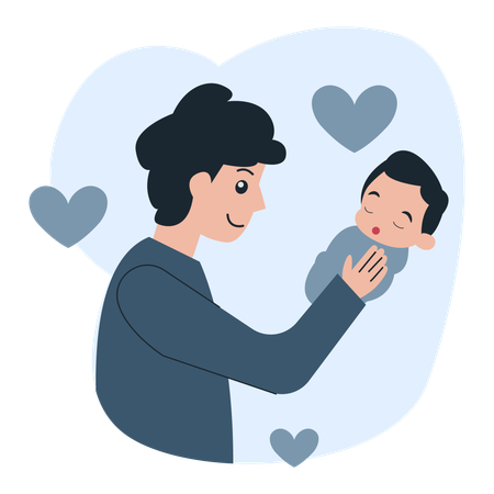 Dad and Baby  Illustration