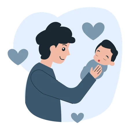 Dad and Baby  Illustration