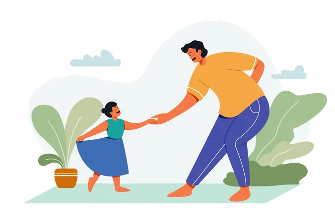 Dad dancing with daughter on Fathers Day Illustration