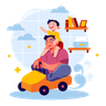 illustration for driving car with son