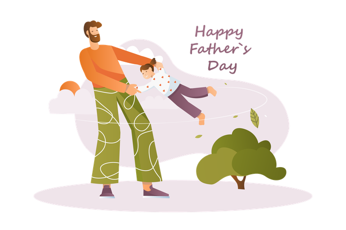 Dad having fun with his daughter  Illustration