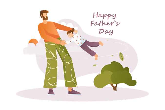 Dad having fun with his daughter  Illustration