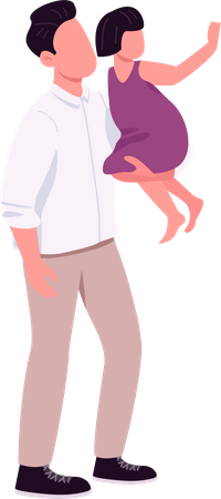 Dad holding daughter  Illustration