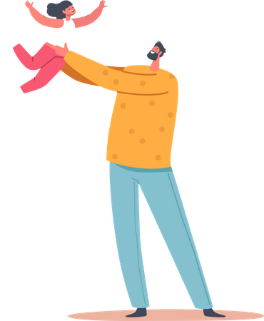 Dad playing with daughter  Illustration