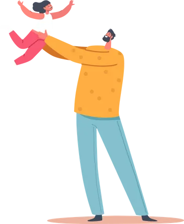 Dad playing with daughter  Illustration