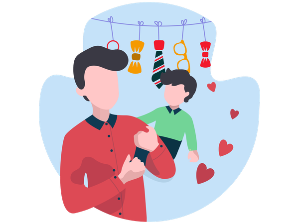 아이들에게 사랑을 보여주는 아빠  일러스트레이션