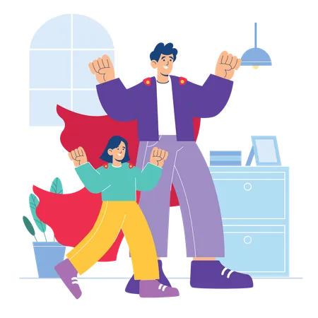 Dadand daughter enjoying Fathers Day  Illustration