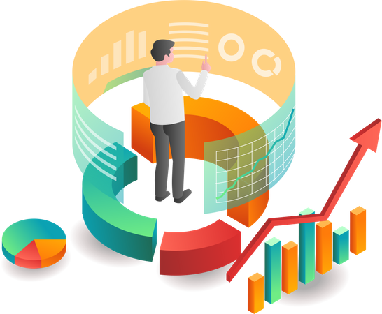 Dados de análise de negócios de investimento  Ilustração