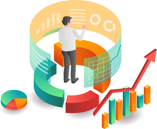 Dados de análise de negócios de investimento  Ilustração