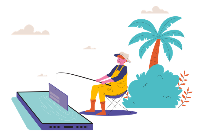 Dados do usuário de hacker phishing  Ilustração