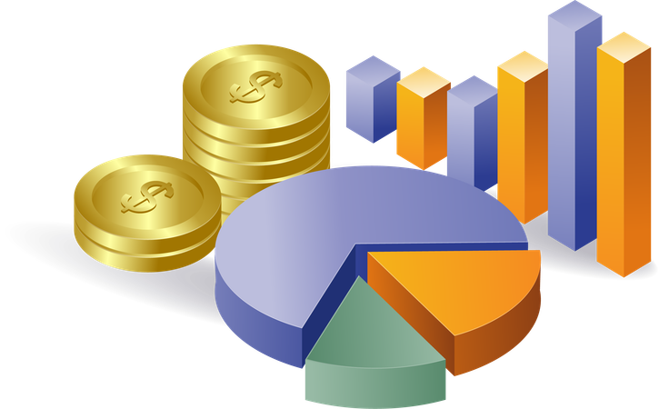 Desenvolvimento de gráficos de negócios de dados financeiros  Ilustração