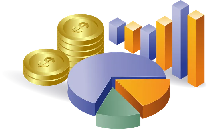 Desenvolvimento de gráficos de negócios de dados financeiros  Ilustração