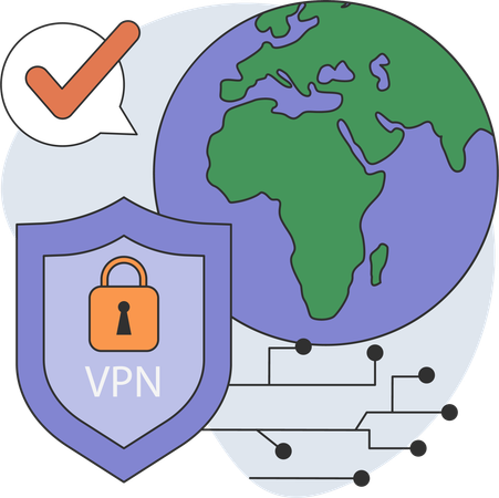 Dados seguros usando rede VPN  Ilustração