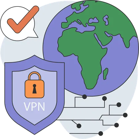 Dados seguros usando rede VPN  Ilustração