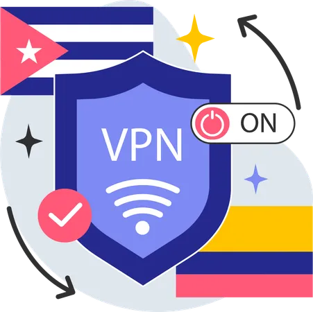 Dados seguros usando rede VPN  Ilustração