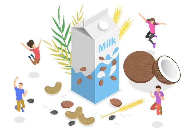 Dairy free plant based milk  Illustration