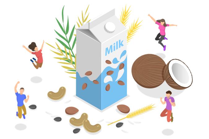 Dairy free plant based milk  Illustration