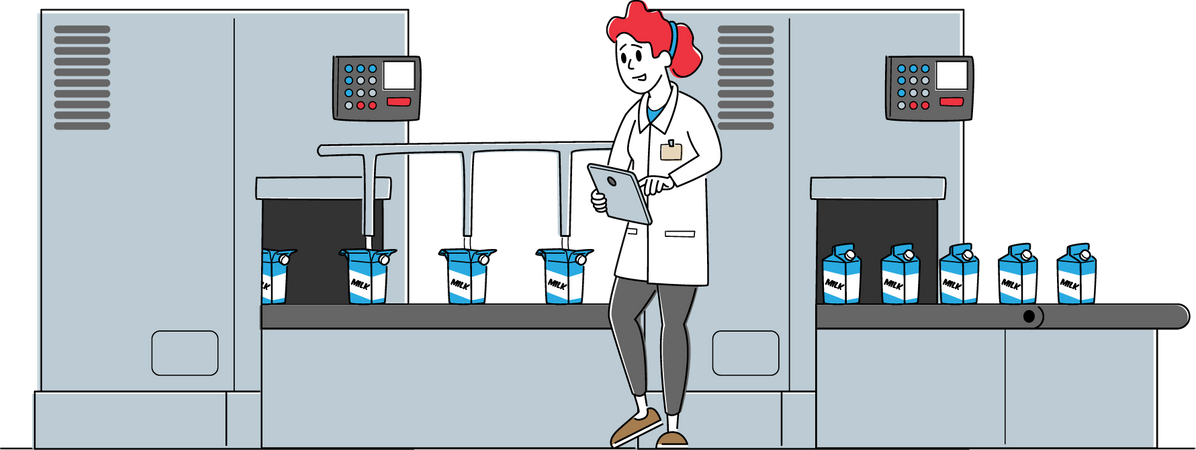 Dairy Production Quality Control on Plant  일러스트레이션