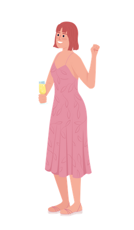 Dama de honor solidaria con vestido de verano  Ilustración