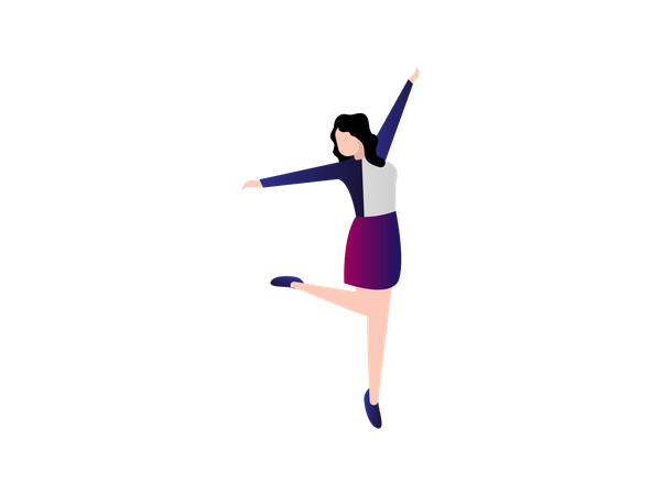 Señora de la oficina bailando  Ilustración