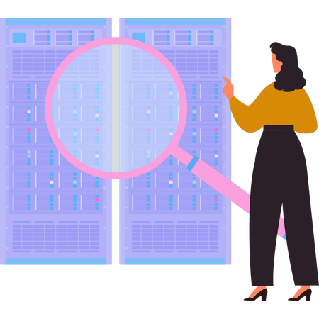 Lady apunta al servidor de base de datos.  Ilustración