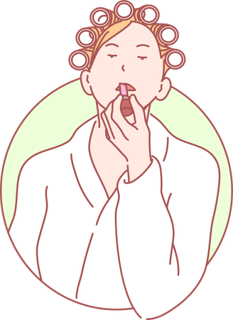 Señora haciendo lápiz labial  Ilustración