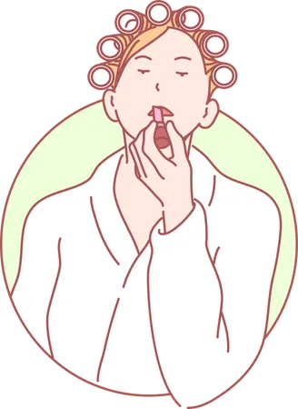 Señora haciendo lápiz labial  Ilustración