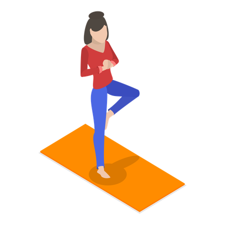 Señora haciendo yoga  Ilustración