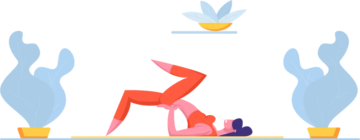 Señora haciendo yoga  Ilustración