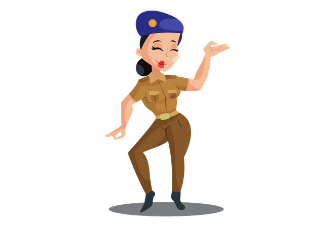 Señora policía bailando  Ilustración