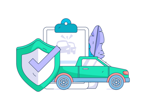 Damaged car in insurance  Illustration