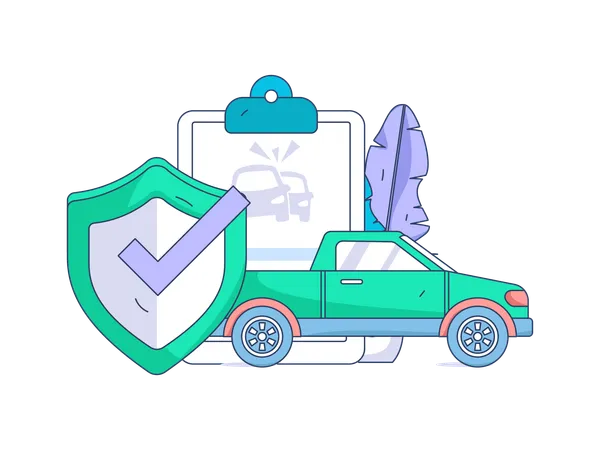 Damaged car in insurance  Illustration