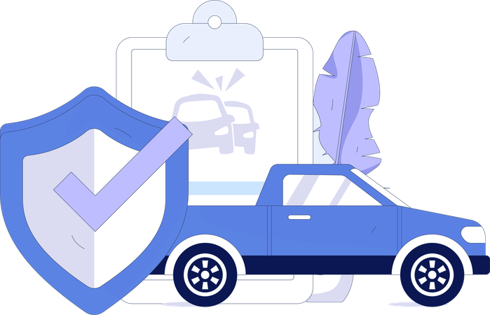 Damaged car in insurance  Illustration