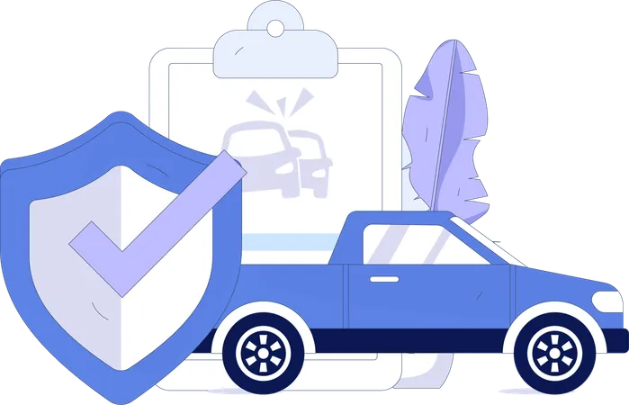 Damaged car in insurance  Illustration