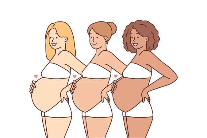 Señoras embarazadas pose de pie  Ilustración