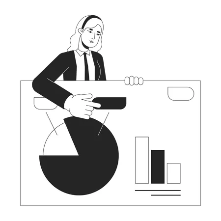 Dame de bureau avec diapositive de présentation d'entreprise  Illustration