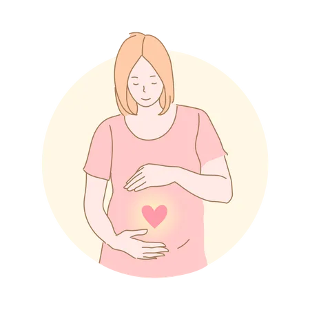 Une femme enceinte adore sa maternité  Illustration