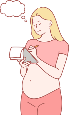 La dame enceinte écrit des notes  Illustration