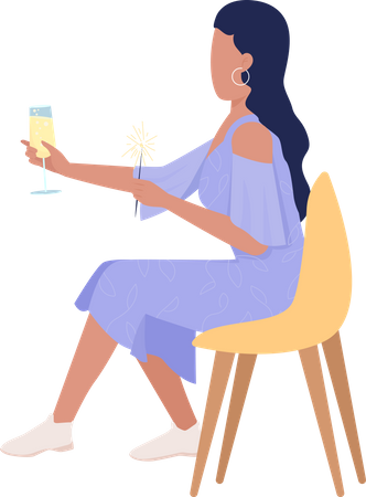 Dame heureuse avec un sparkler  Illustration