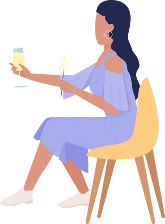 Dame heureuse avec un sparkler  Illustration