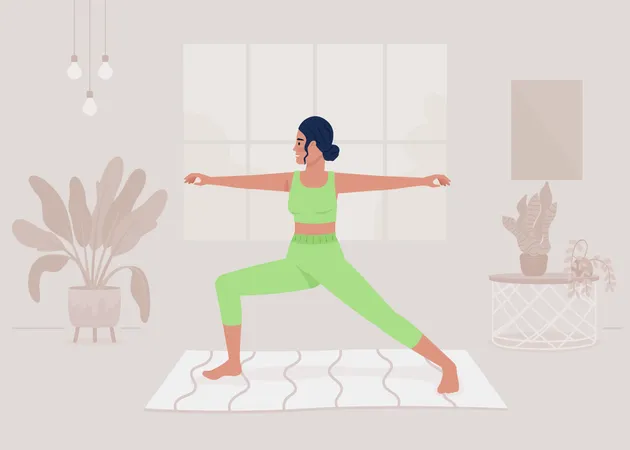 Dame macht Yoga-Asana zu Hause  Illustration