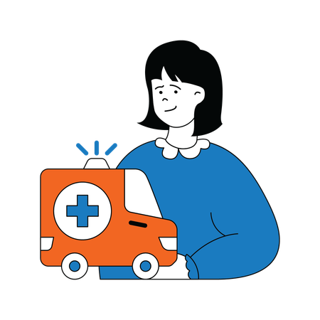 Dame montrant une ambulance  Illustration