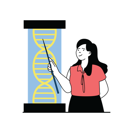 Dame montrant la structure de l'ADN  Illustration