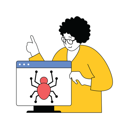 Dame montrant le virus du site Web  Illustration