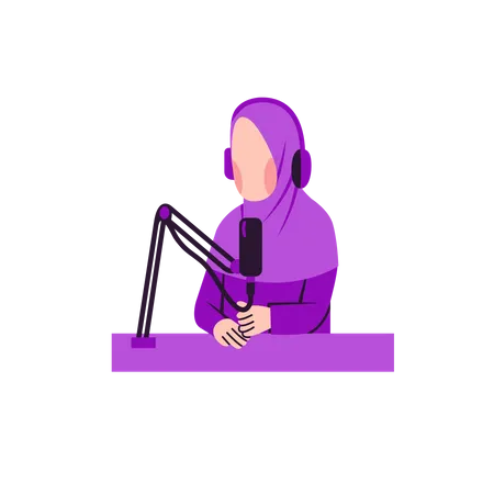 Podcast d'enregistrement d'une femme musulmane  Illustration